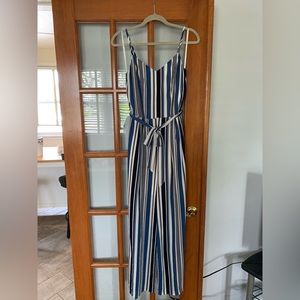 Blue and White Striped Jumpsuit